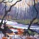 Trees by the river,… | | 19 x 14cm | Acrylic on board Trees by the river,…
