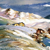 La Plagne, French Alps - Watercolour