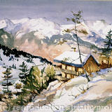 La Plagne, French Alps - Watercolour