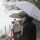 Chris braving the weather…