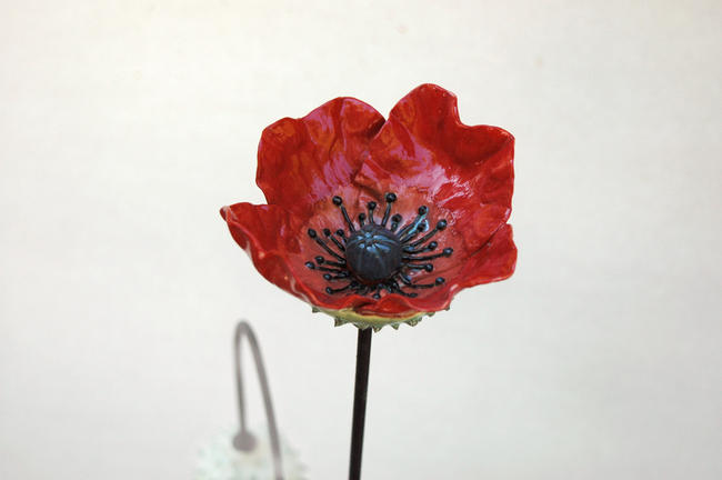 Picardie Poppies detail stoneware 120x100cm