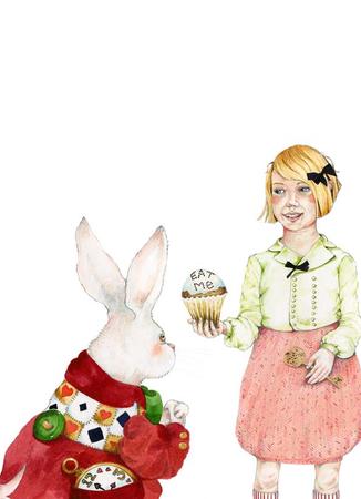 Alice and White Rabbit and Cake
