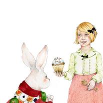 Alice and White Rabbit and Cake