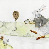 White Rabbit with Time Piece