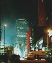 Night scene with speeding van