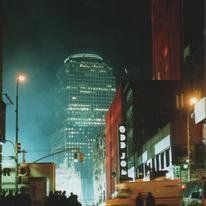 Night scene with speeding van