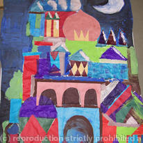Paul Klee -night scene, Fazakerley Primary School, Years 1 and 2, Nov.2009