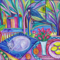 Still Life with Sleeping Cat