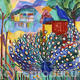 Peacocks in the Hills | | 97 x 92cm | Oil on Board Peacocks in the Hills