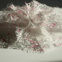 Medium 2 Tier Bloom Brooch  - White with pink and grey accents