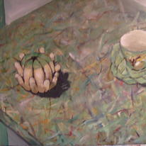 Cup and Gourd on Marble Table