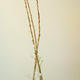 3 cherry plum twigs vertical, green background