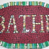 BATHE mosaic - mosaic tiles and vintage crockery on wood