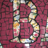 Letter B, close-up detail from my BATHE mosaic - vintage crockery and tile mosaic
