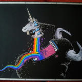 Demons refreshment - Posca paint pens, Poster paint wash