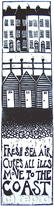Cure. This linocut is now sold out however I have done a series in blue. This is a darker blue similar to the lighthouse blue. If you wish to purchase, please do so through this page. Many thanks.