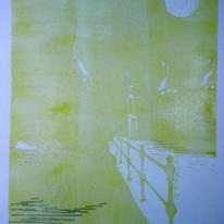 Cut away the parts that I want to remain white and print the lightest colour first.