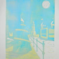 Cut away the parts that I want to remain yellow and print the next lightest colour.