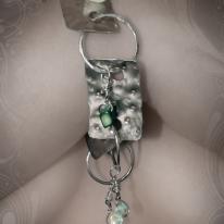 Handmade Beaded Sterling Silver Square Link Charm Bracelet