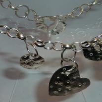 Hand Crafted Sterling Silver Detailed Charm Necklace With Imprinted Sterling Silver Charms