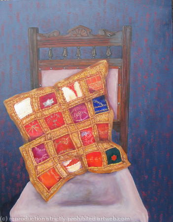 Old Chair with Indian Cushion