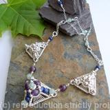 Pyramid Necklace - Amethyst, Aventurine and Lapis with Sterling Silver