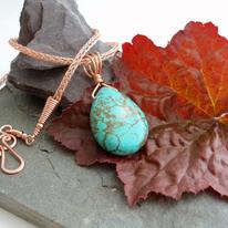 Autumn Showers - Turquoise and copper necklace