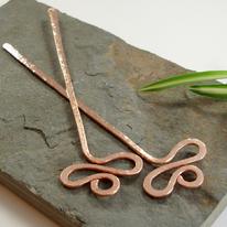 Hair Pin, Scarf Pin, One Pair In Copper