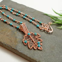 Skeleton leaf pendant - Midland Hawthorn