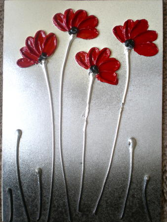Handmade Card 'Four Red Poppies'