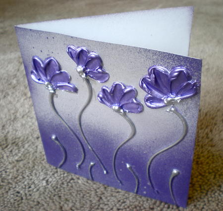 Handmade card 'Purple Poppies'