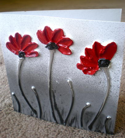 Handmade card 'Three Red Poppies'