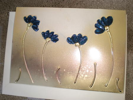 Handmade Card 'Four Blue Poppies'
