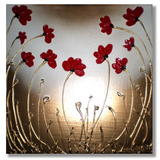 Red Poppy Gathering - Mixed Media on box canvas. FREE UK P P