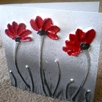 Handmade card 'Three Red Poppies'