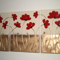 Dancing Red Poppies (Triptych)