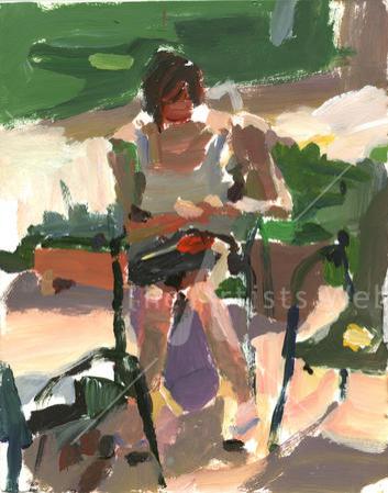 Sunlit figure