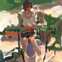 Sunlit figure