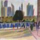 Cricket and Skyscrapers | £300 | 21 x 14cm | Crayon on paper Cricket and Skyscrapers