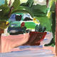 Car in sunlight2 | £300 | 12 x 10cm | Acrylic on paper Car in sunlight2