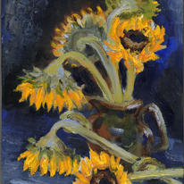 Sunflowers in Brown Jug