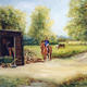 At the riding stables | £120 | 46 x 36cm | Oil on Canvas At the riding stables