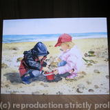 Shellseekers at Sandsend - Print taken from original watercolour painting.