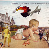 Maria Rivans - Baby Boom - Original collage on vintage postcard