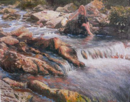lady on the rocks