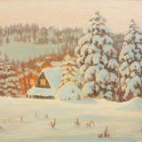 big snow fall poland - oil on canvas