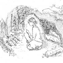 Hattie in her den