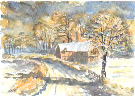 Outdoor building and barn in the snow