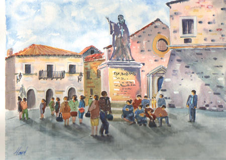 Market place with statue
