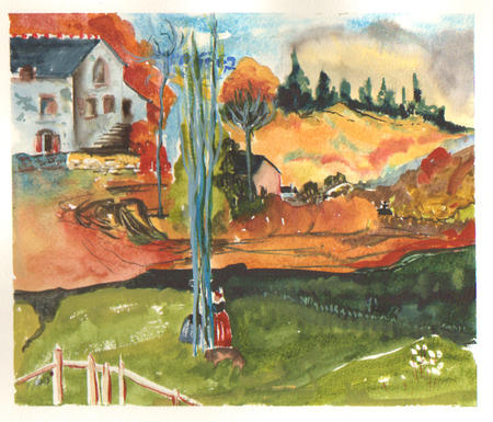 Breton landscape after gaugin the mill
